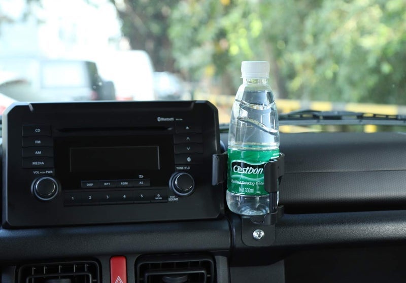 YOCTM حامل كوب 2 في 1 حامل هاتف لموزوكي جيمني JB64 JB74W 2019 2020 2021 2022 2023 2024 حامل هاتف كوب ماء متعدد الوظائف حامل مشروبات أسود - Image 1